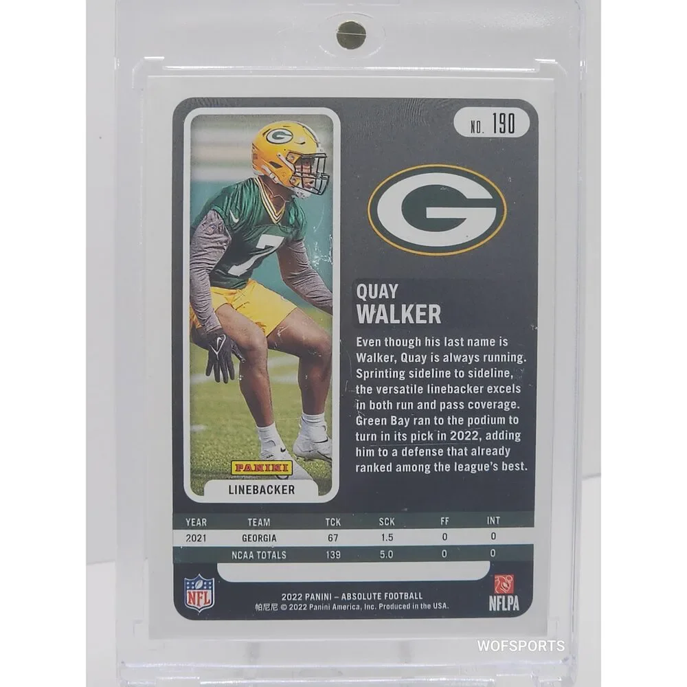 2022 Panini Absolute Football Rookie #190 Quay Walker 170/275 Green Bay Packers